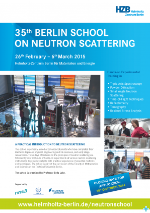 35th Berlin School on Neutron Scattering - flyer